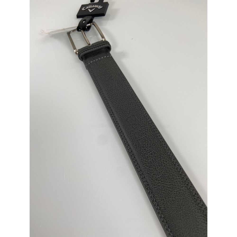 Callaway Mens 38 Gray Belt New Embossed Callaway Faux Leather Golf Silver Buckle